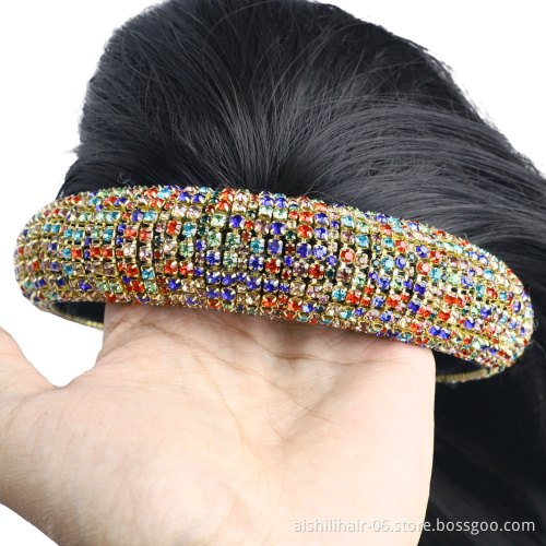 wholesale headband wig for black women diamond hair band long straight black hair synthetic headband wigs